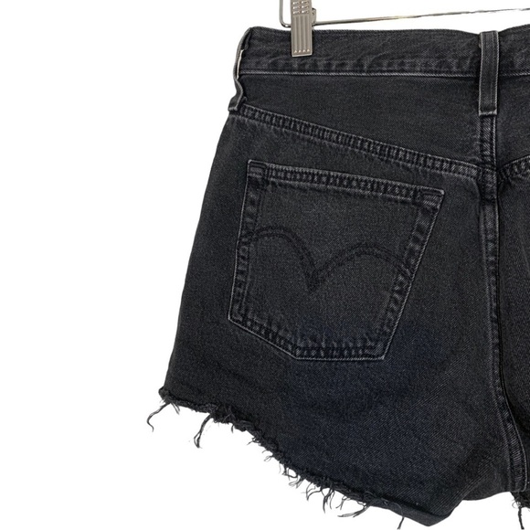 Levis 501 High Waist Cut Off Jean Shorts Size 29 Black - Picture 5 of 9